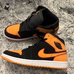 Nike Jordan 1 Mid - Fat Tongue Black Orange. Worn once. Men’s size 10.5